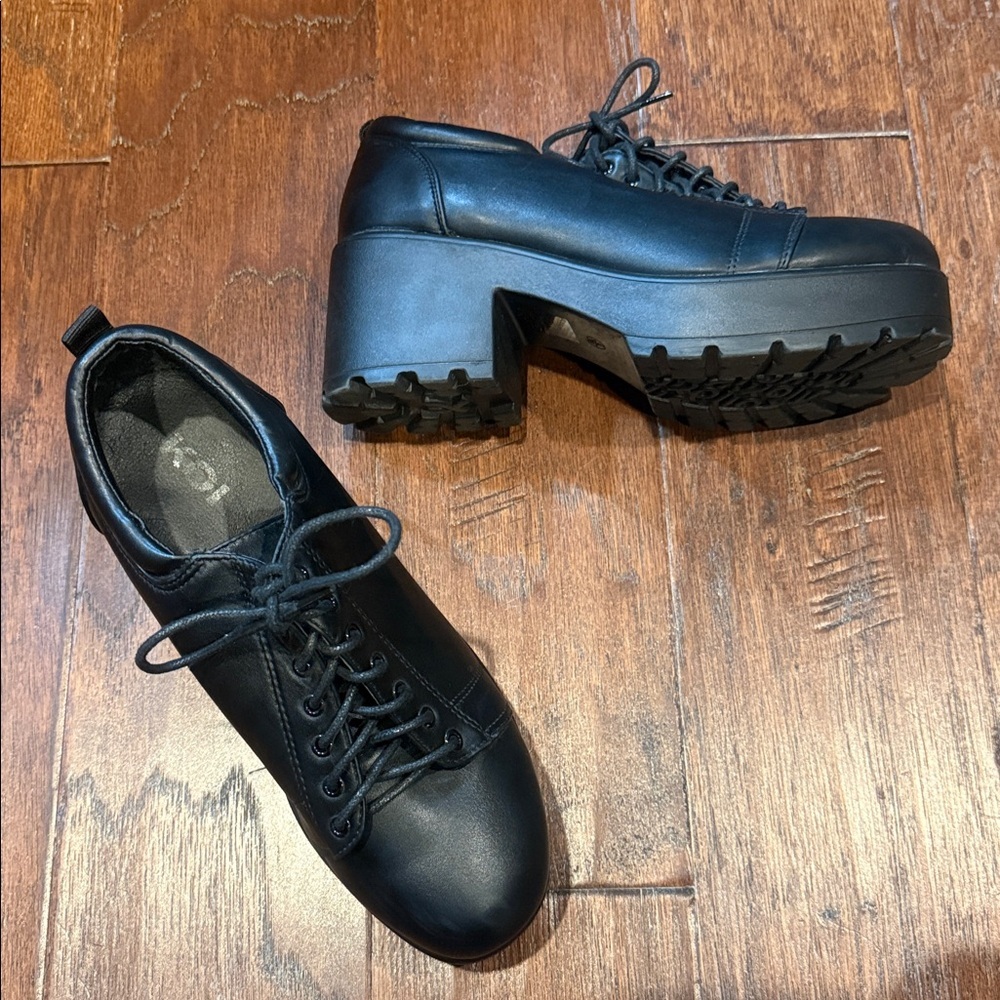 Size 9 KOI Black Chunky Platform Lace-Up Shoes - Picture 2 of 10